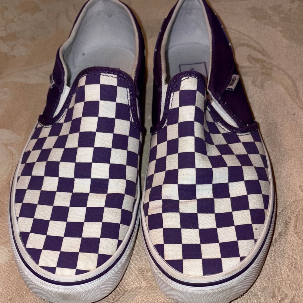 Vans Purple and White Checkered Slip-Ons - Picture 12 of 12